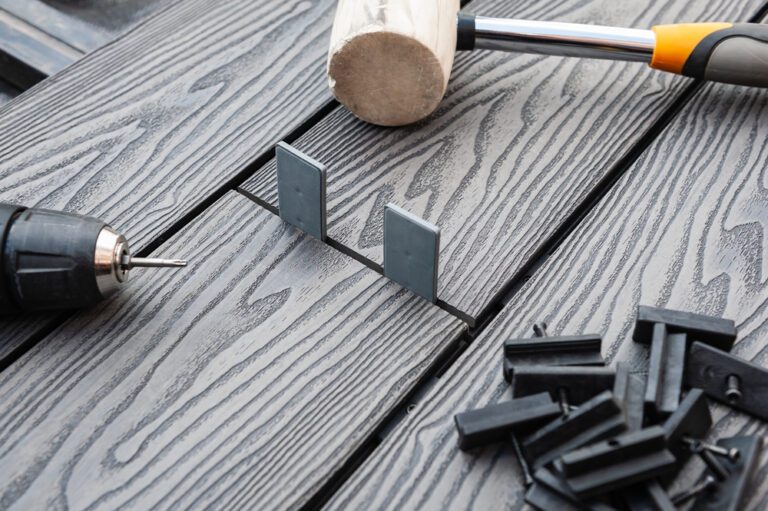 Composite decking boards being laid, Perth
