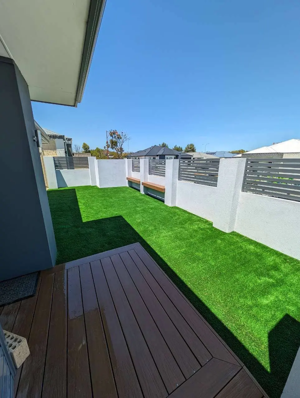synthetic grass and composite decking