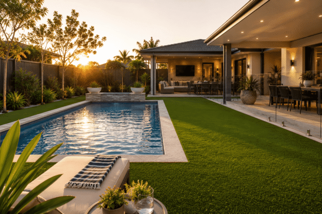 Premium artificial grass installation around Perth swimming pool