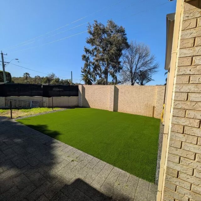 Artificial lawn back yard, Perth