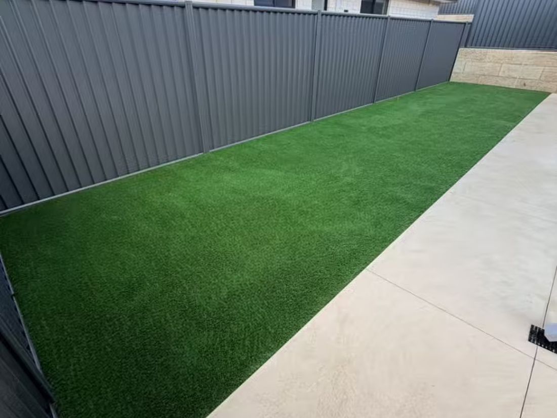 Perth back yard after artificial grass installation