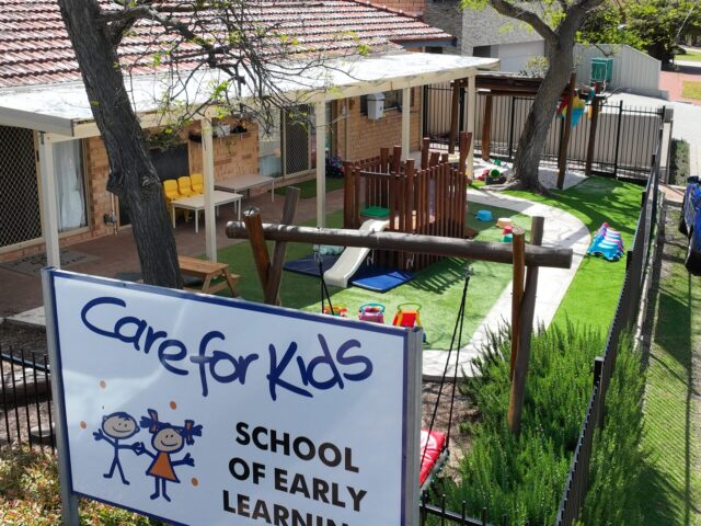 Care for Kids School of Early Learning synthetic grass playground - Kingsley aerial view