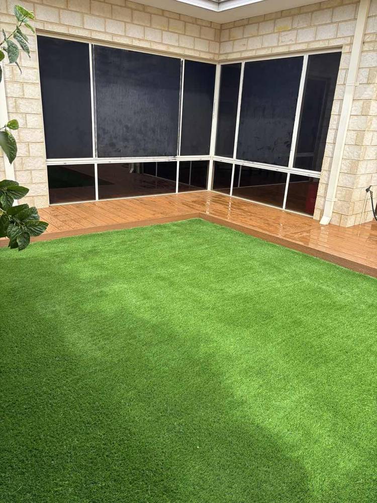 Teak deck framing the lawn, Perth